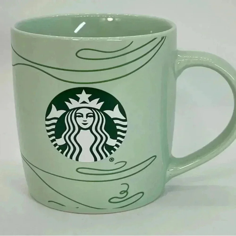 Starbucks 2020 Mint Green Swirl Mermaid Logo Ceramic Coffee Tea Mug Cup